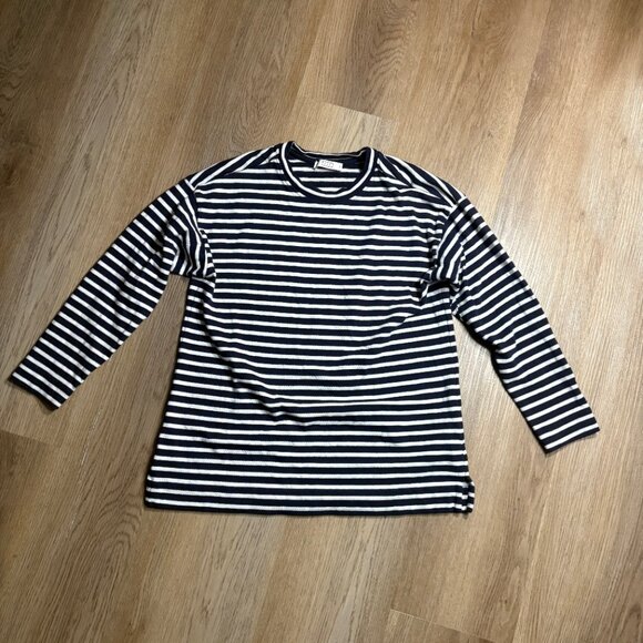 AYR The Port Tee size XS navy blue white striped Pima Cotton t-shirt Peru - Picture 5 of 8